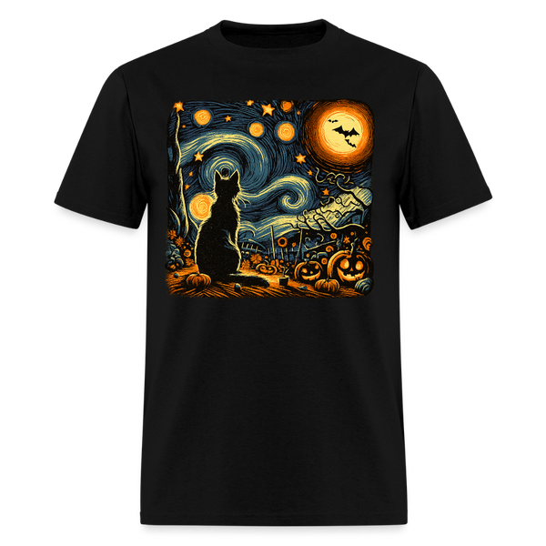 Black Cat Halloween T Shirt - black