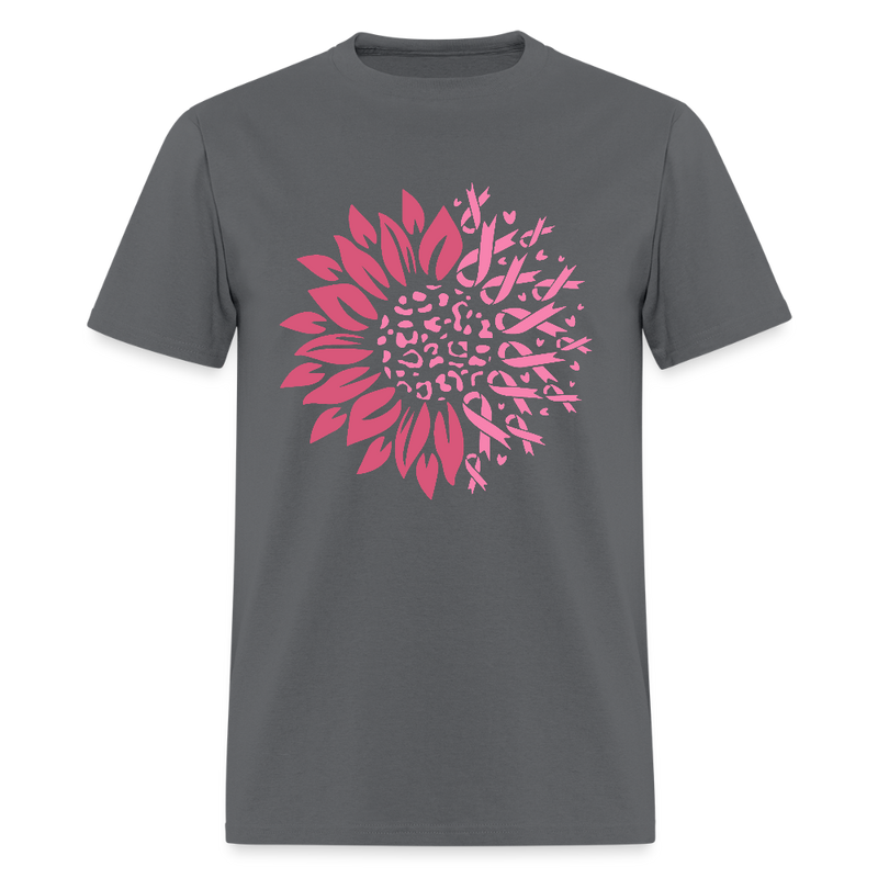 Sunflower Ribbon Breast Cancer Awareness Month T Shirt - charcoal