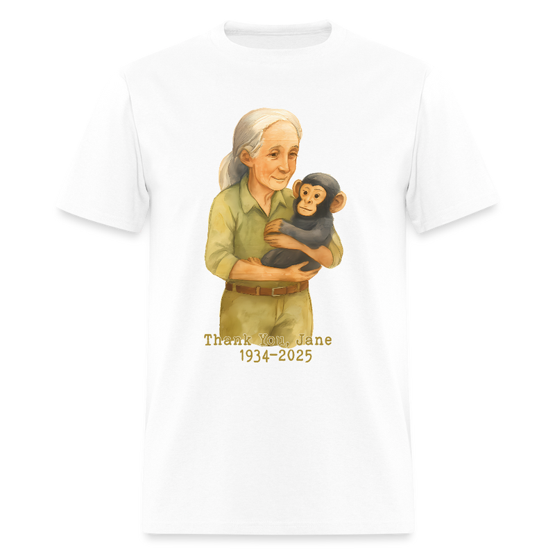 Thank You Jane Goodall 1934-2025 T Shirt - white