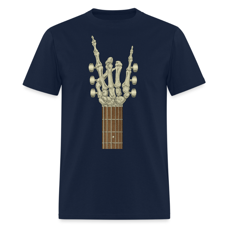 Skeleton Hand Guitar Halloween T Shirt - navy