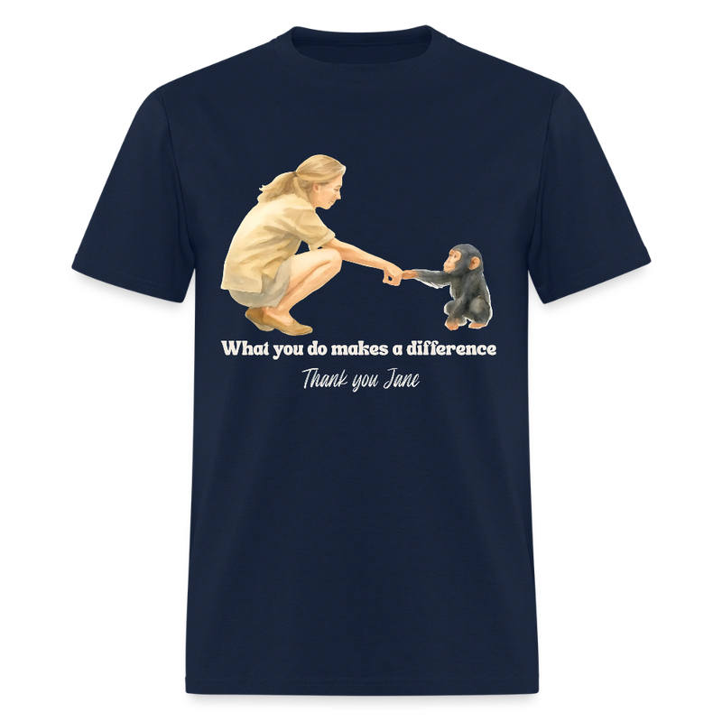 Thank You Jane What You Do Makes A Difference Jane Goodall T Shirt - navy
