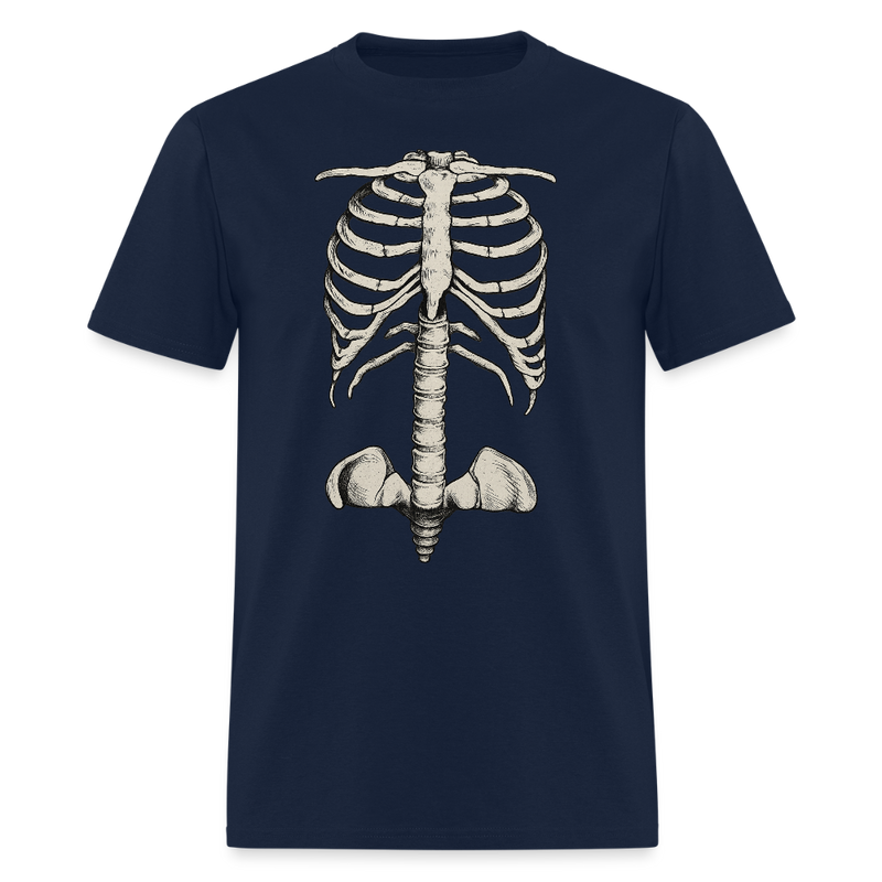 Skeleton Rib Cage Halloween T Shirt - navy