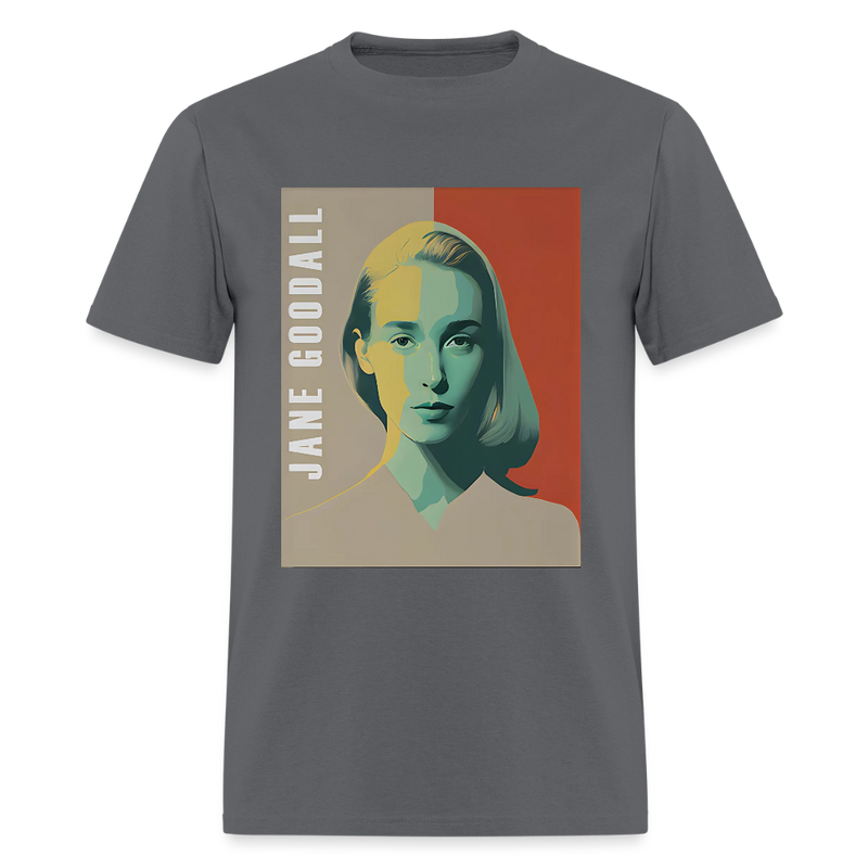 Jane Goodall Retro T Shirt - charcoal