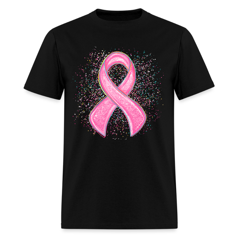 Coquette Pink Ribbon Breast Cancer Awareness Month T Shirt - black