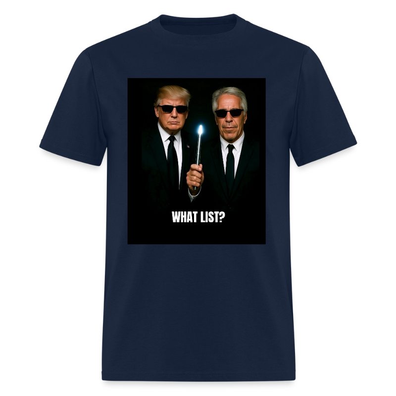Donald Trump and Jeffrey Epstein What List T Shirt - navy