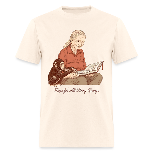 Jane Goodall Hope For All Living Beings T Shirt - natural