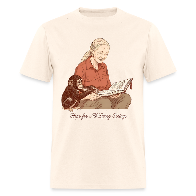 Jane Goodall Hope For All Living Beings T Shirt - natural