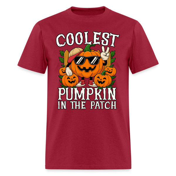 Coolest Pumpkin in the Patch Halloween T Shirt - dark red