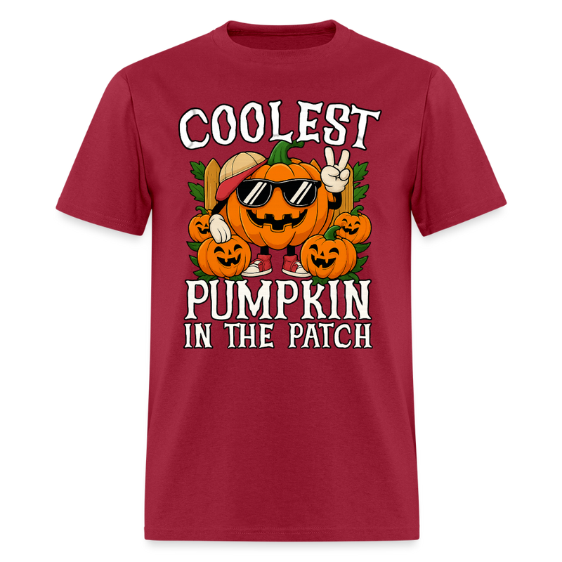 Coolest Pumpkin in the Patch Halloween T Shirt - dark red