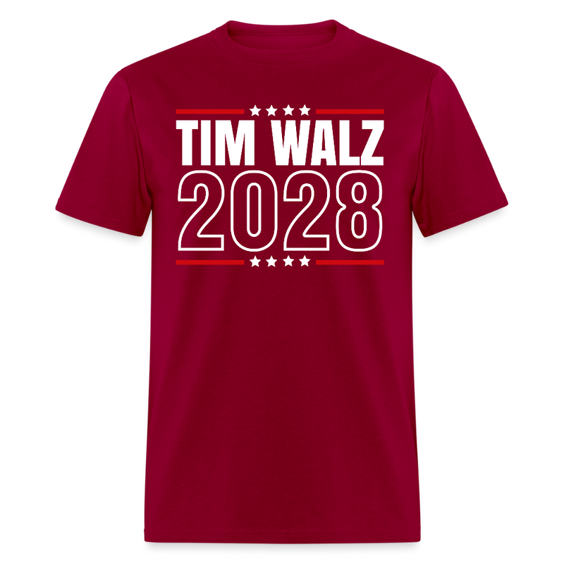 Tim Walz 2028 T Shirt - 2 - dark red