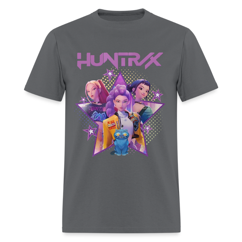 Kpop Demon Hunters Huntrix - Mira, Rumi, Zoey, Derpy Tiger - T Shirt - charcoal