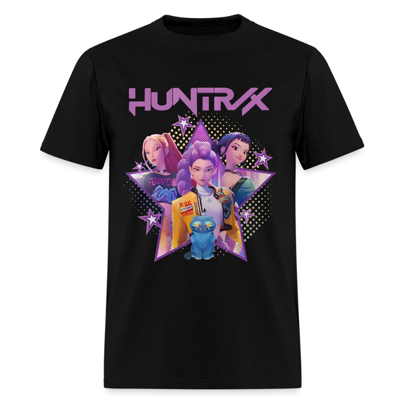 Kpop Demon Hunters Huntrix - Mira, Rumi, Zoey, Derpy Tiger - T Shirt - black