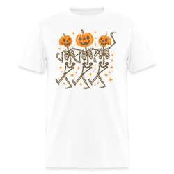 Pumpkin Skeleton Halloween T Shirt - white