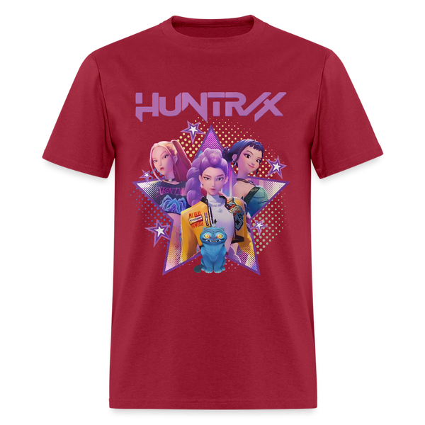Kpop Demon Hunters Huntrix - Mira, Rumi, Zoey, Derpy Tiger - T Shirt - dark red