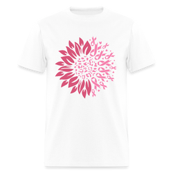 Sunflower Ribbon Breast Cancer Awareness Month T Shirt - white