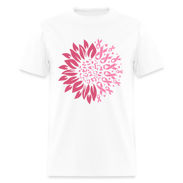 Sunflower Ribbon Breast Cancer Awareness Month T Shirt - white