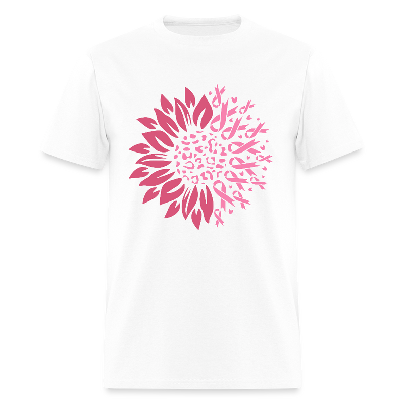 Sunflower Ribbon Breast Cancer Awareness Month T Shirt - white