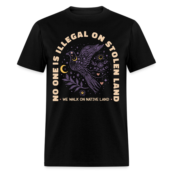 No One Is Illegal On Stolen Land T Shirt - 3 - black