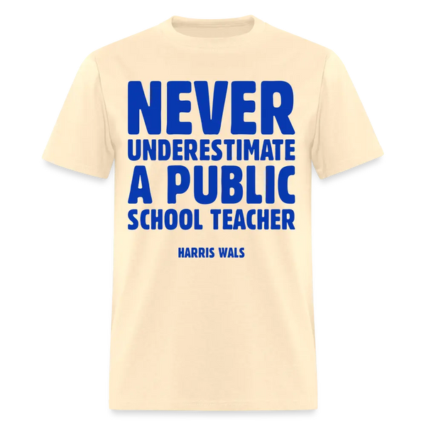 Never Underestimate A Public School Teacher T Shirt - natural