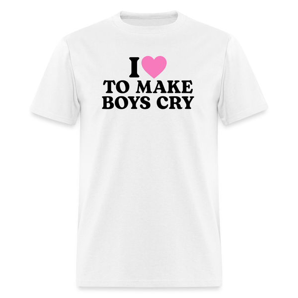 I Love To Make Boys Cry T Shirt - white