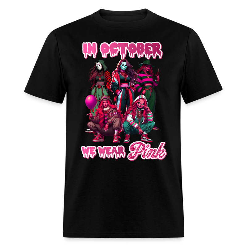 In October We Wear Pink T Shirt - black