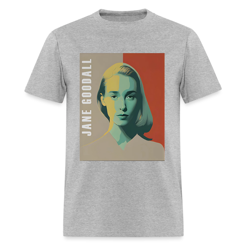 Jane Goodall Retro T Shirt - heather gray