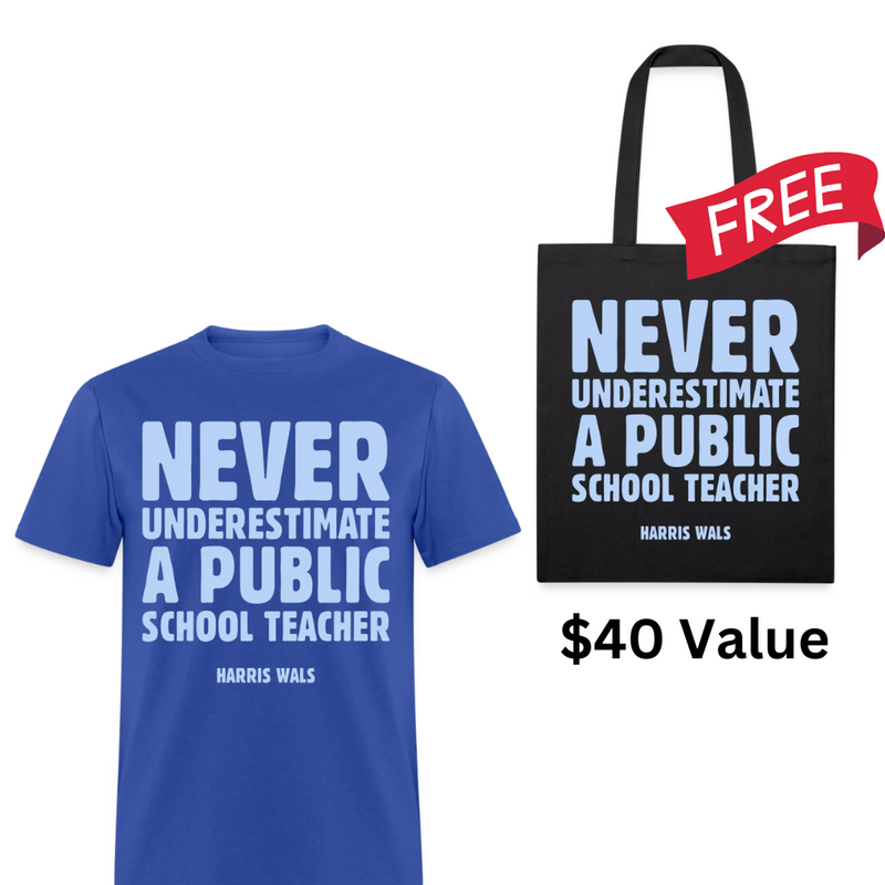 Never Underestimate A Public School Teacher T Shirt + Free Tote Bag