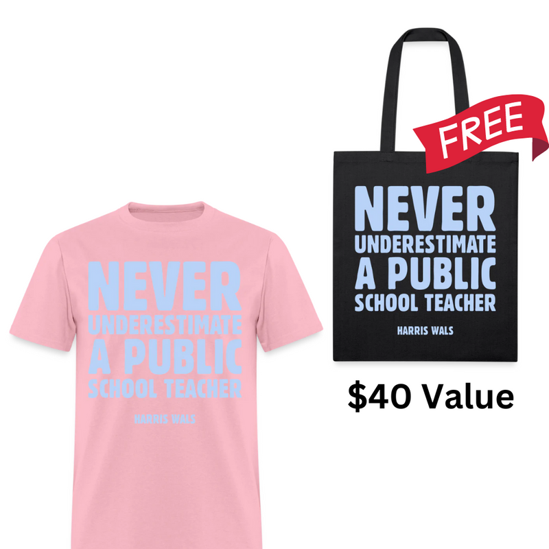 Never Underestimate A Public School Teacher T Shirt + Free Tote Bag
